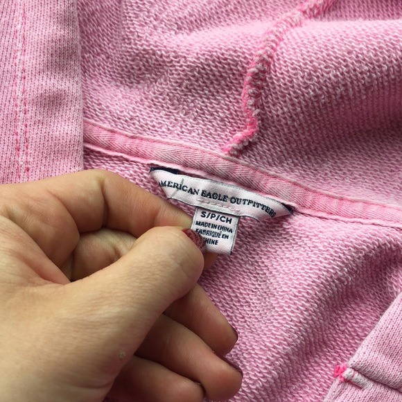 American eagle lace up cropped pink hoodie - Picture 4 of 5